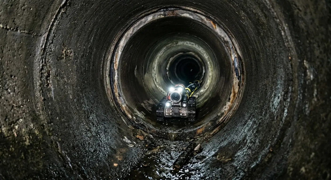 Robotic sewer camera inspecting pipe interior for Sewer Line Repair in Logan